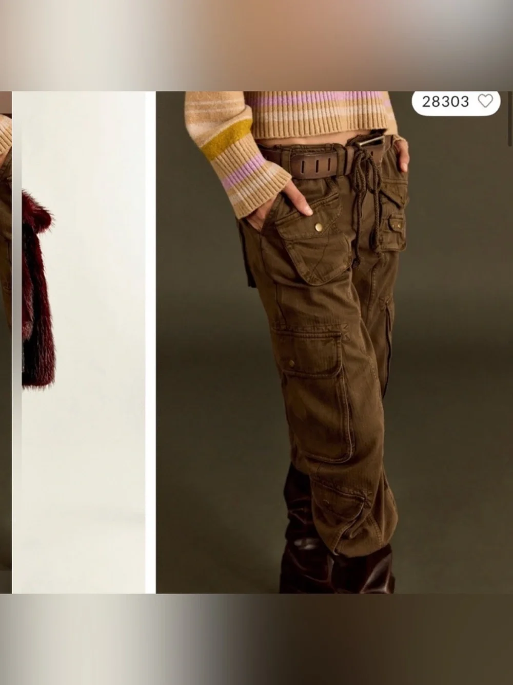NWOT Free People We The Free Tahiti Cargo Pants - teak brown green tan - Medium